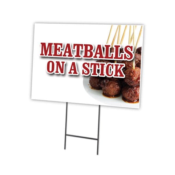 Signmission Meatballs On A Stick Yard Sign & Stake outdoor plastic coroplast window, C-1216 Meatballs On A Stick C-1216 Meatballs On A Stick - main